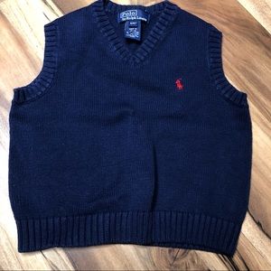 Navy blue sweater vest with red polo player Polo by Ralph Lauren size 4T preppy
